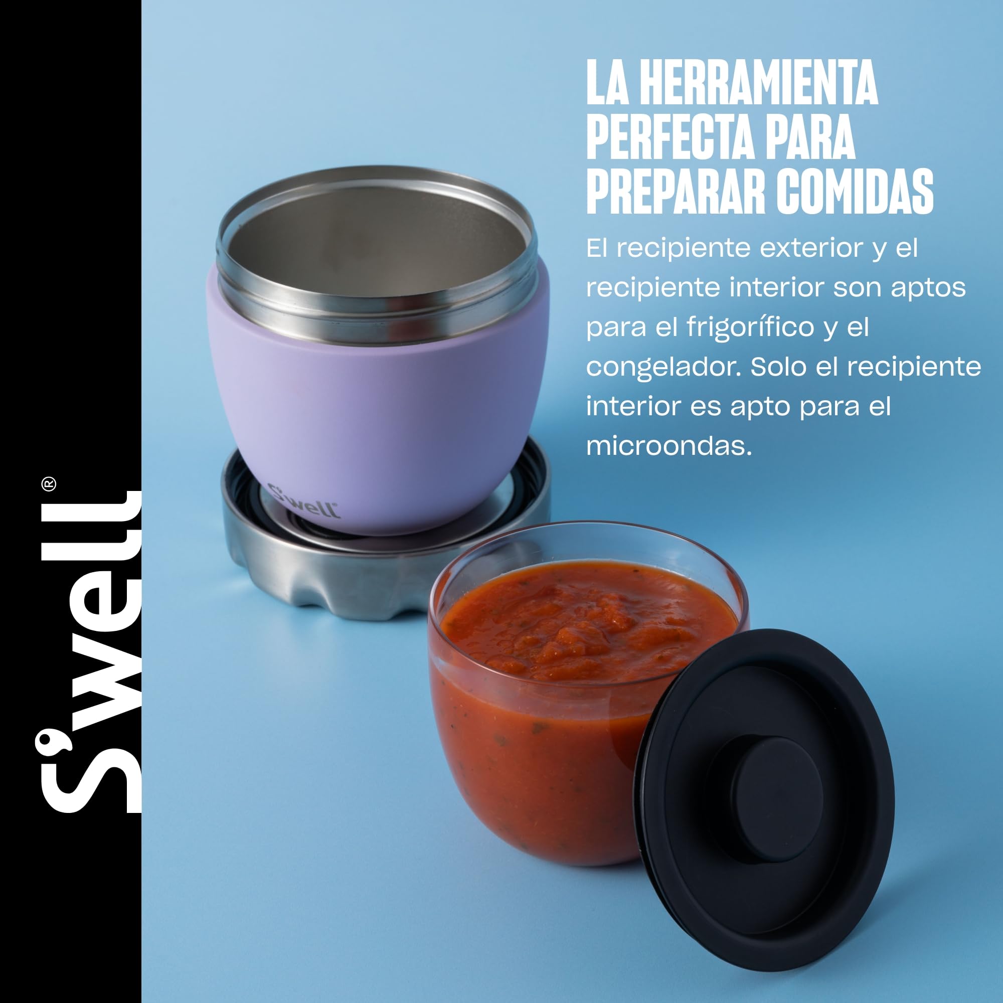 S'well Eats - Cuencos de acero inoxidable para alimentos, 636 ml, lila, triple capa, aislados al vacío, mantienen la comida fría durante 11 h y caliente durante 7 h, sin condensación, sin BPA