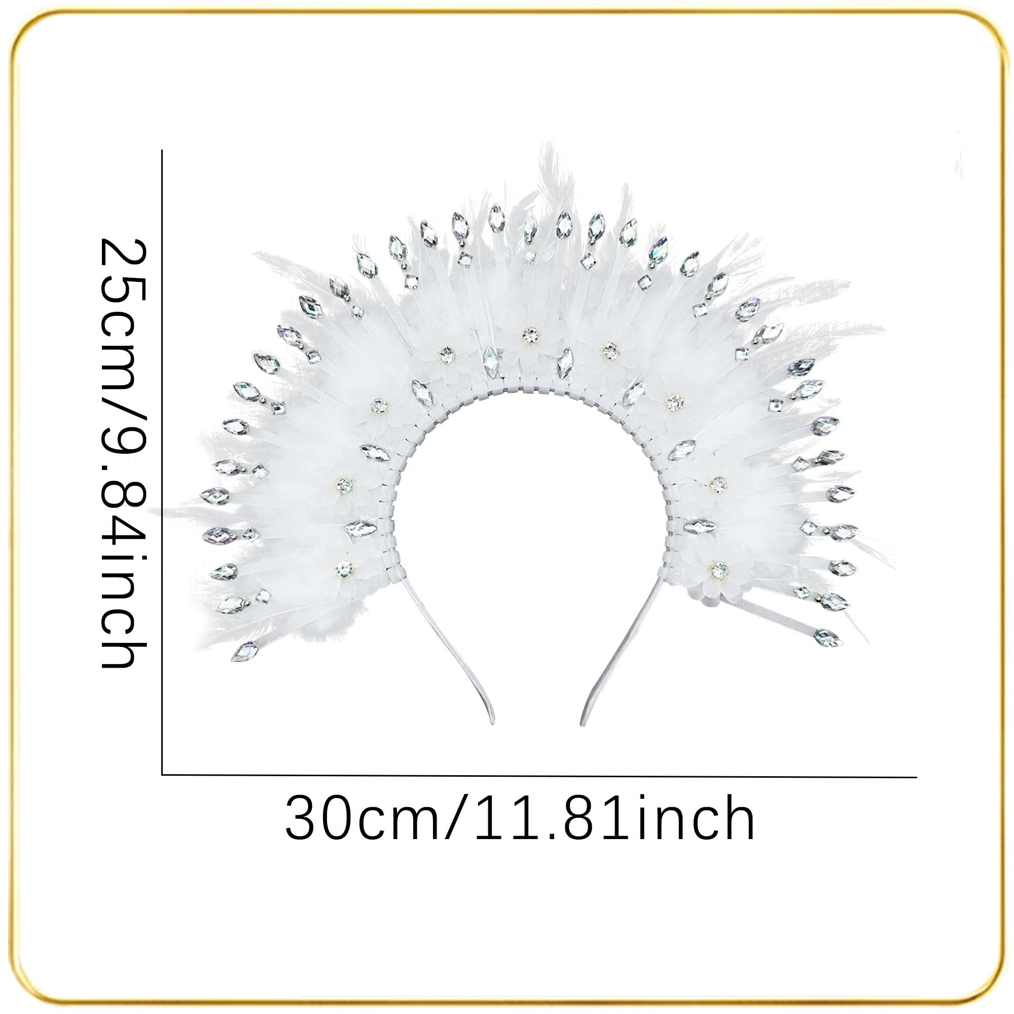 JeVenis White Feather Headpiece 1920s Carnival Accessories Headdress Mardi Gras Rave Festival for Women Flapper Costume Supplies - Image 2