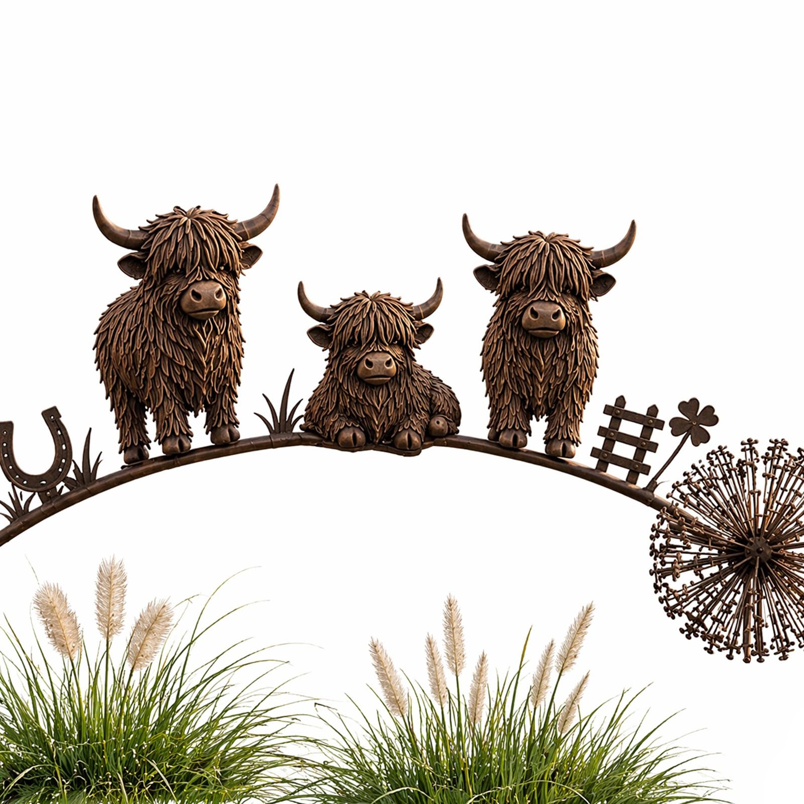 ZoraYorce Weatherproof Iron Dandelion Robin Bird Garden Stake Sculpture (E)