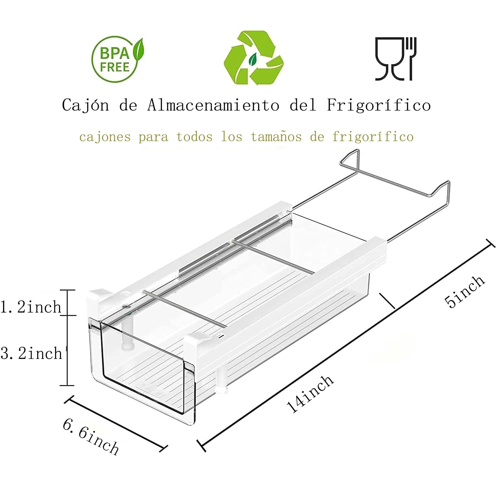 vacane Kühlschrank Organizer Schublade, Transparente Kunststoff Kühlschrank Zubehör mit Griff, Ausziehbare Kühlschrank-Schubladen-Organizer unter der Regalschublade für Käse, Delikat-Fleisch