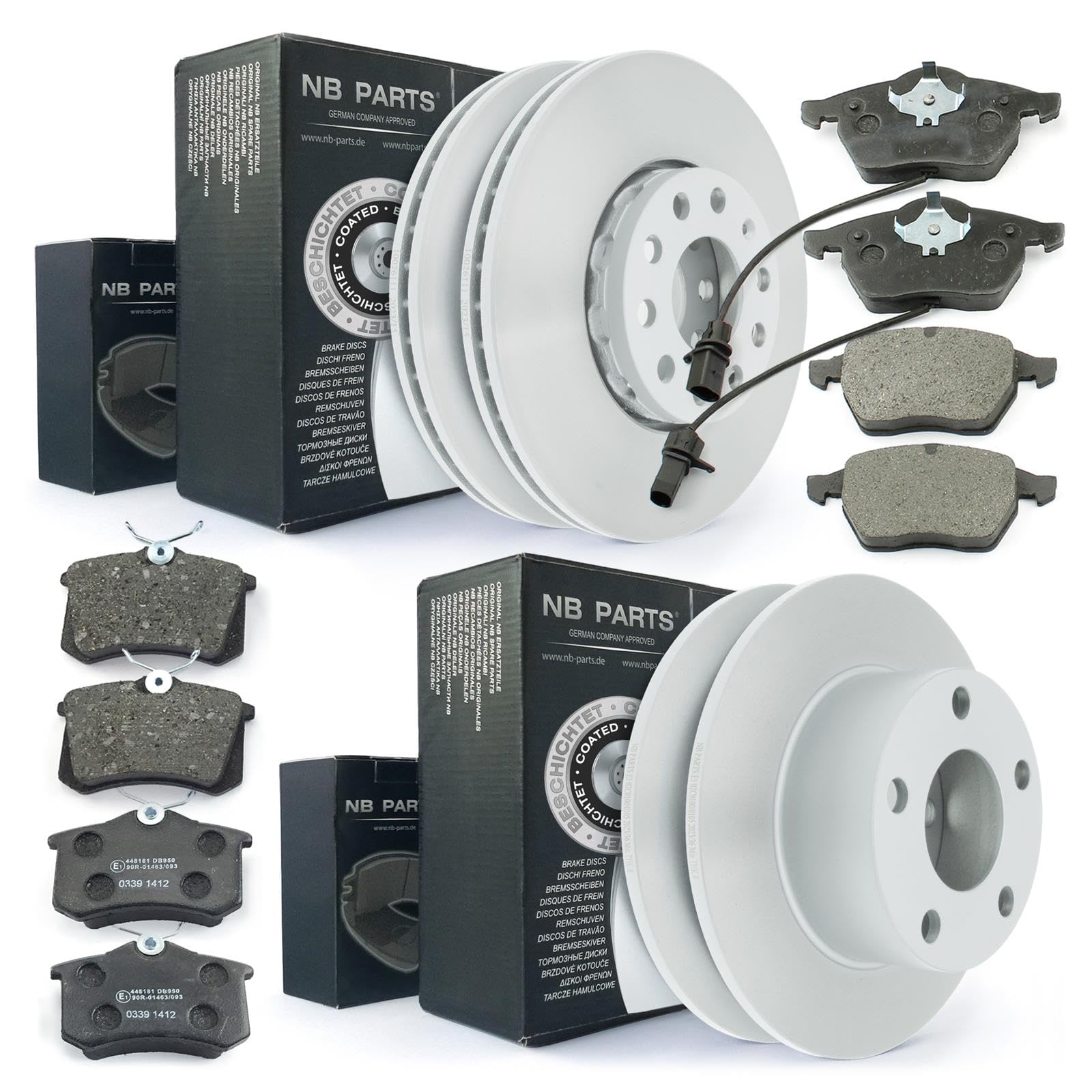 NB PARTS Bremsscheiben + Bremsbeläge vorne 288mm + hinten passend für Audi A6 C5 Skoda Superb 3U4
