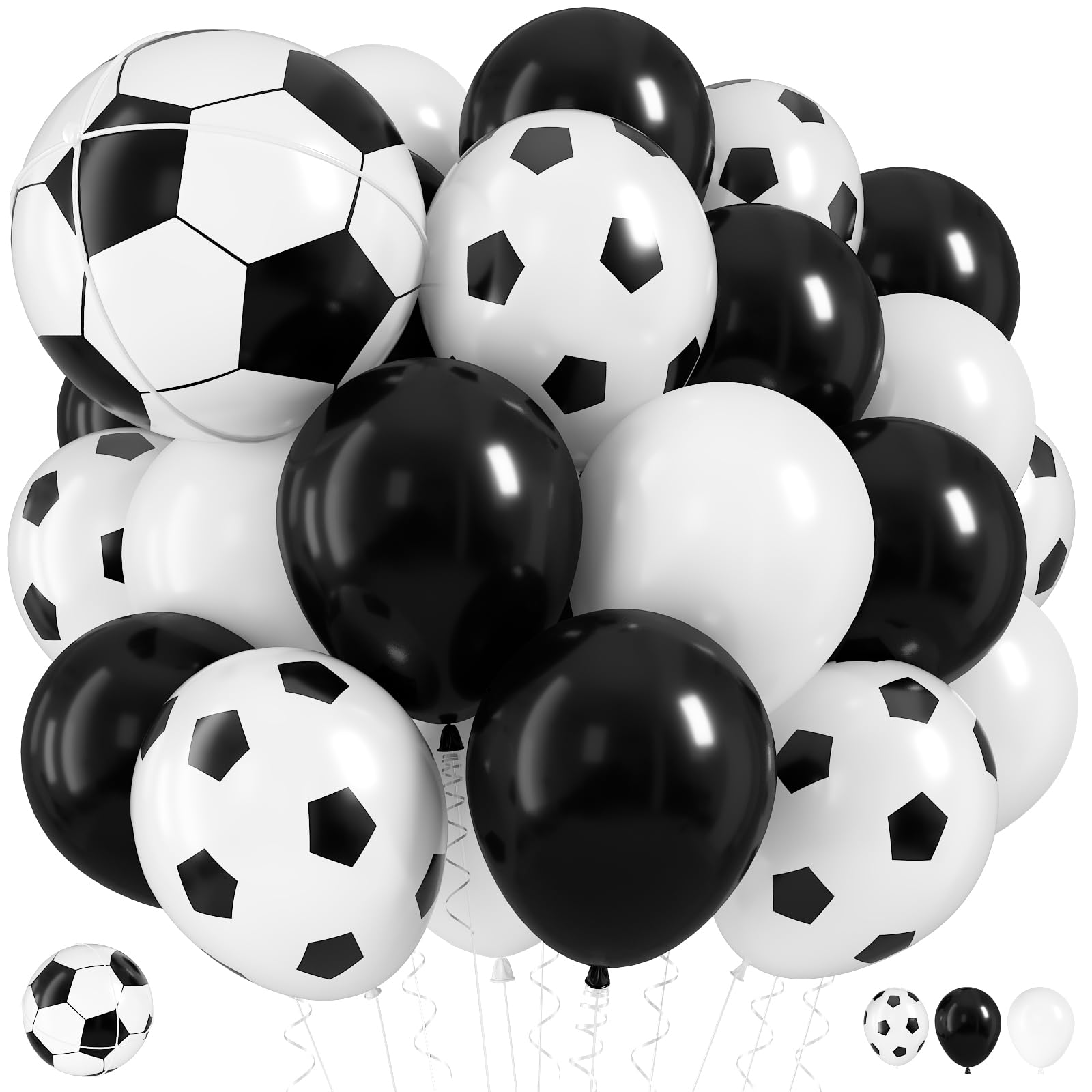 Football Balloons, 12 Inch Black White Latex Balloons with 22 Inch Soccer Ball 4D Foil Balloon for Boys Kids Sport Theme Birthday Decorations Football Lover Men Party Baby Shower Decor Supplies — image 1