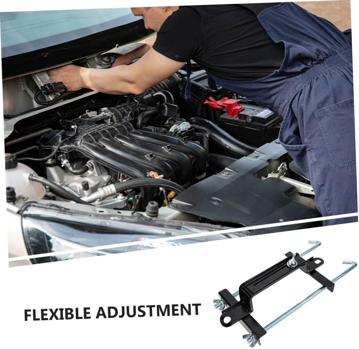 2pcs Adjustable Metal Car Battery Mount Bracket Durable Hold Down Tie Down Holders for Stabilizing Various Battery Models Easy Installation