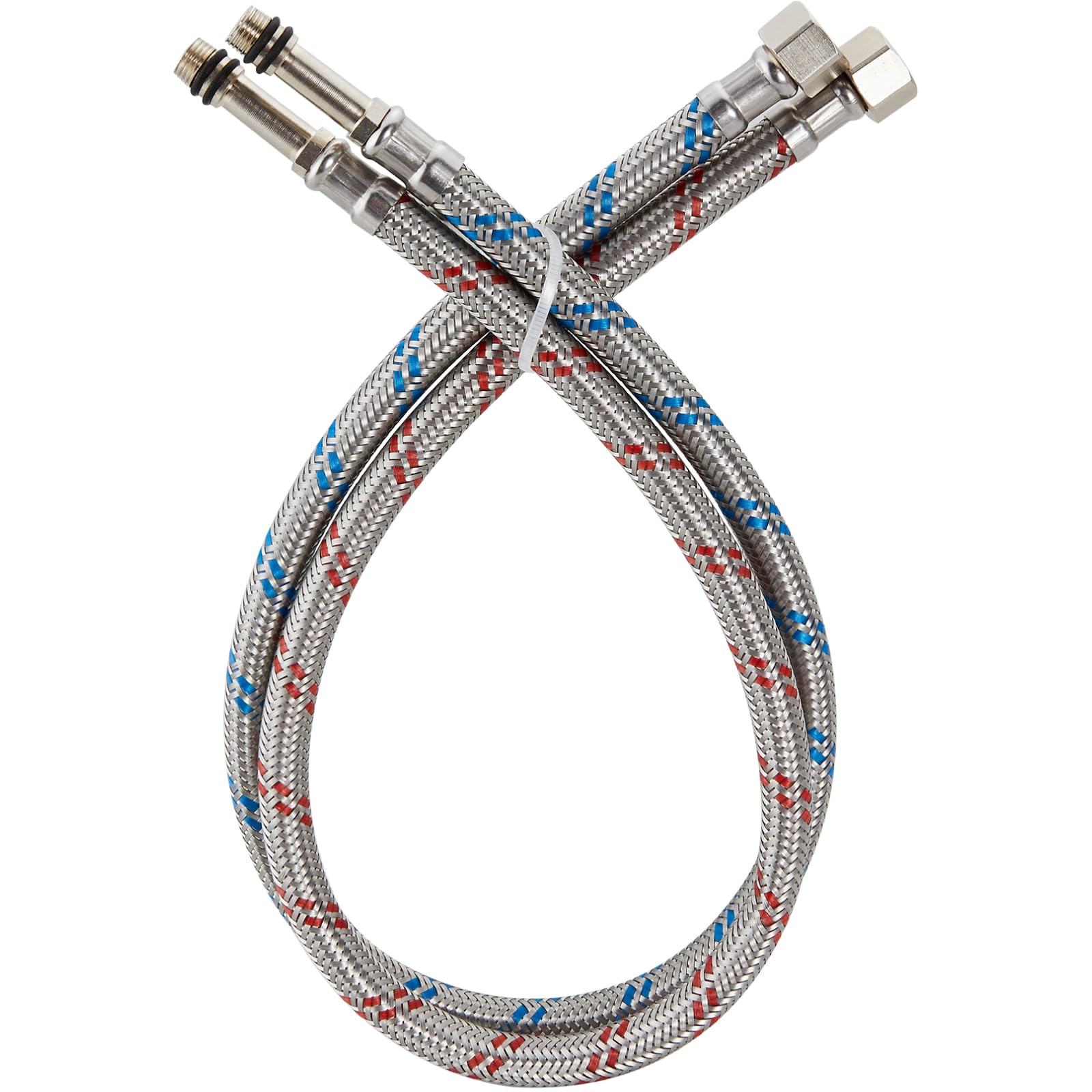 Midanya Líneas de suministro de agua para grifo de 40 pulgadas de largo, manguera de suministro de acero inoxidable trenzada de 3/8 pulgadas rosca de compresión hembra x conector macho M10, 2 piezas