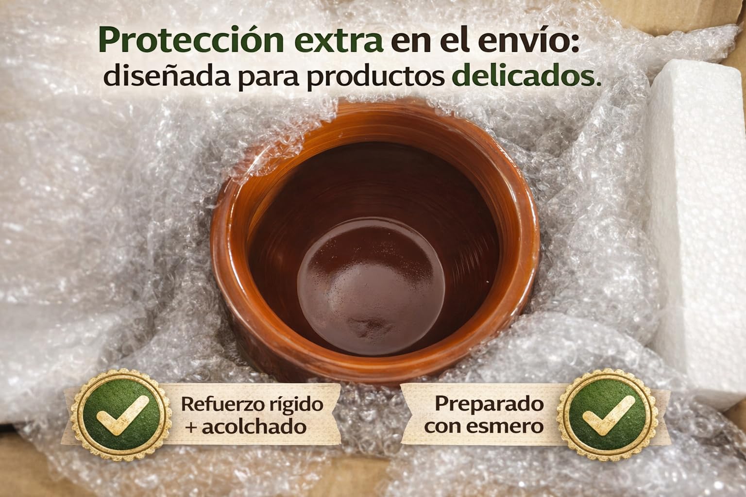 Olla/Puchero de Barro Refractario GRANDE Esmaltada 6 L – con Tapa y Asas – Incluye Cuchara de Madera + QR con Recetas y Guía – Cocción Lenta para Guisos Tradicionales
