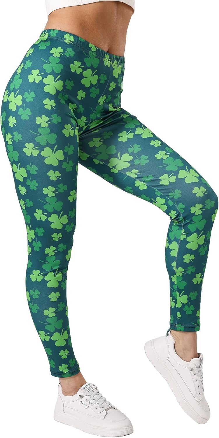 St Patricks Leggings for Women 2025 High Waist Shamrock Yoga Pants Green Tights - Image 5