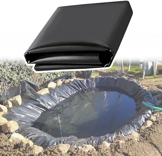 Image Durable Pond Liner 10 mil in Patio, Lawn & Garden, Large Fish Pond Liners, Heavy Duty Black Waterproof Membrane, Impermeable, 6.5x13ft 10x20ft 13x15ft 20x20ft 23x33ft 26x28ft 33x46ft 39x39ft ( Color :