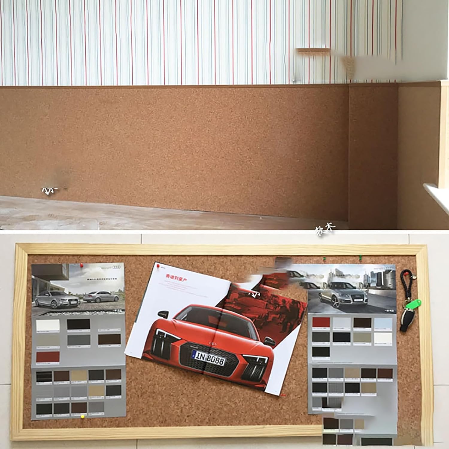 Natural Cork Board, Cork Rolls Large, Notice Boards for Home, Cork Floor Tiles, 1/3" 1/4" Thick, Drawer Liner, for Office Home School DIY (Color : Thick 8mm, Size : 1.2mx4m(3.9ftx13.1ft))