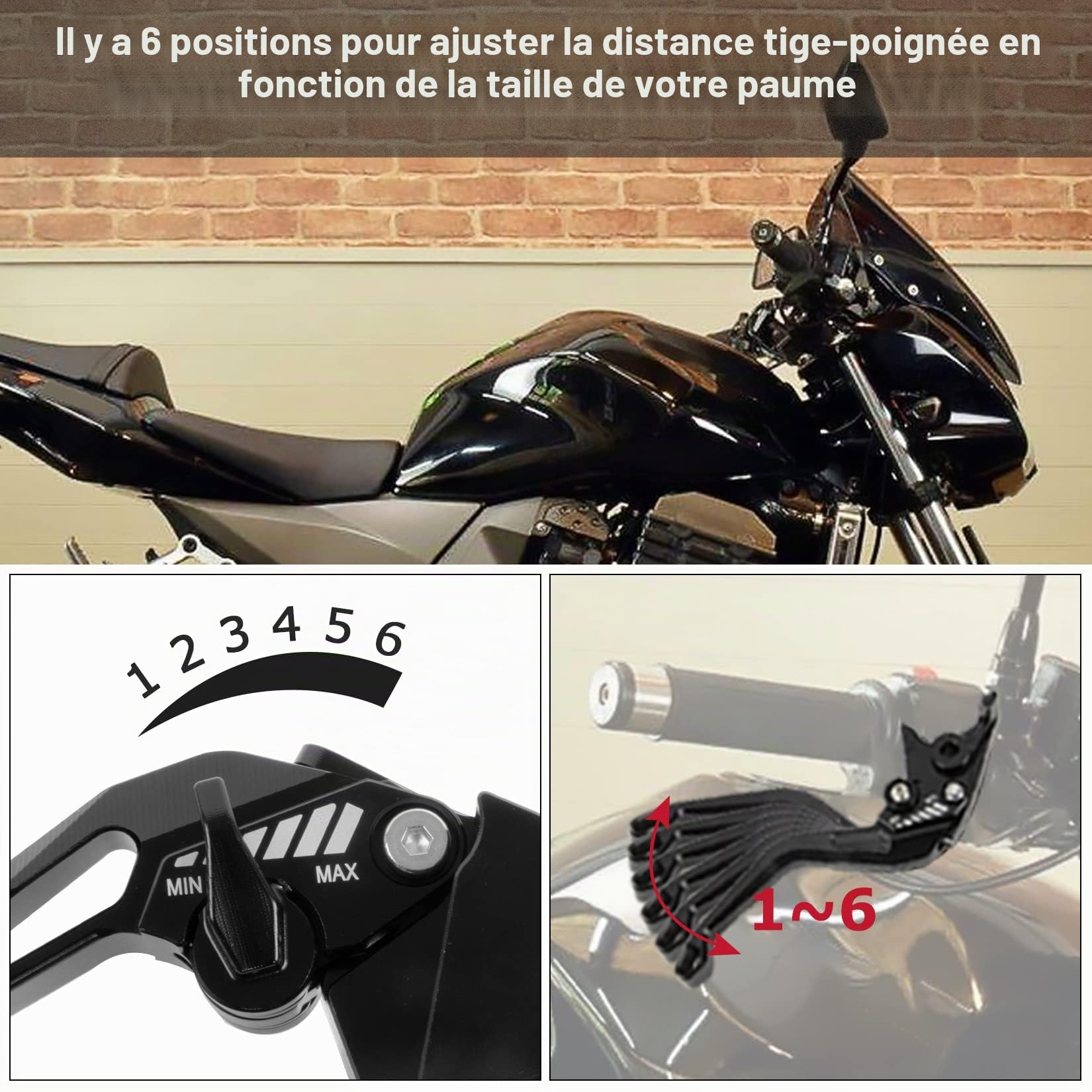 PSLER Leviers d'embrayage de frein 5D losange pour Z750 (Not Z750S model) 2004-2006 (Noir)