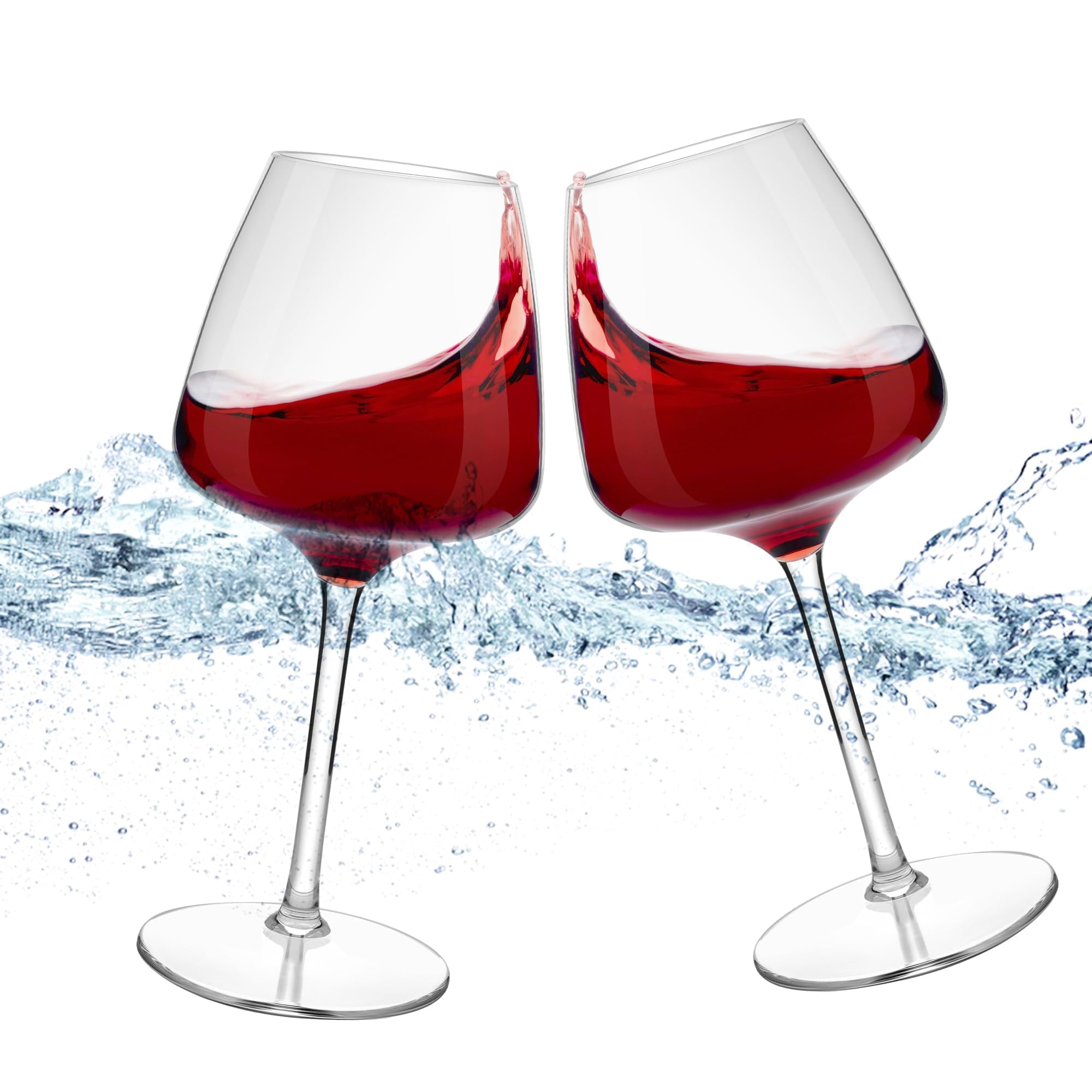MICHLEY Set di 2 bicchieri da vino rosso bordeaux infrangibili, capacità 581,2 ml, in plastica Tritan, infrangibili, lavabili in lavastoviglie