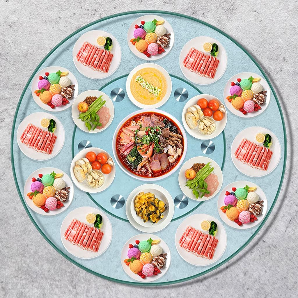 Lazy Susan Turntable for Table Tempered Glass Auxiliary Wheel Round for Dining Room Table Table Top Turntable 10MM Thick Large Turntable 360-degree Dining Table Rotating Tray Multi Size