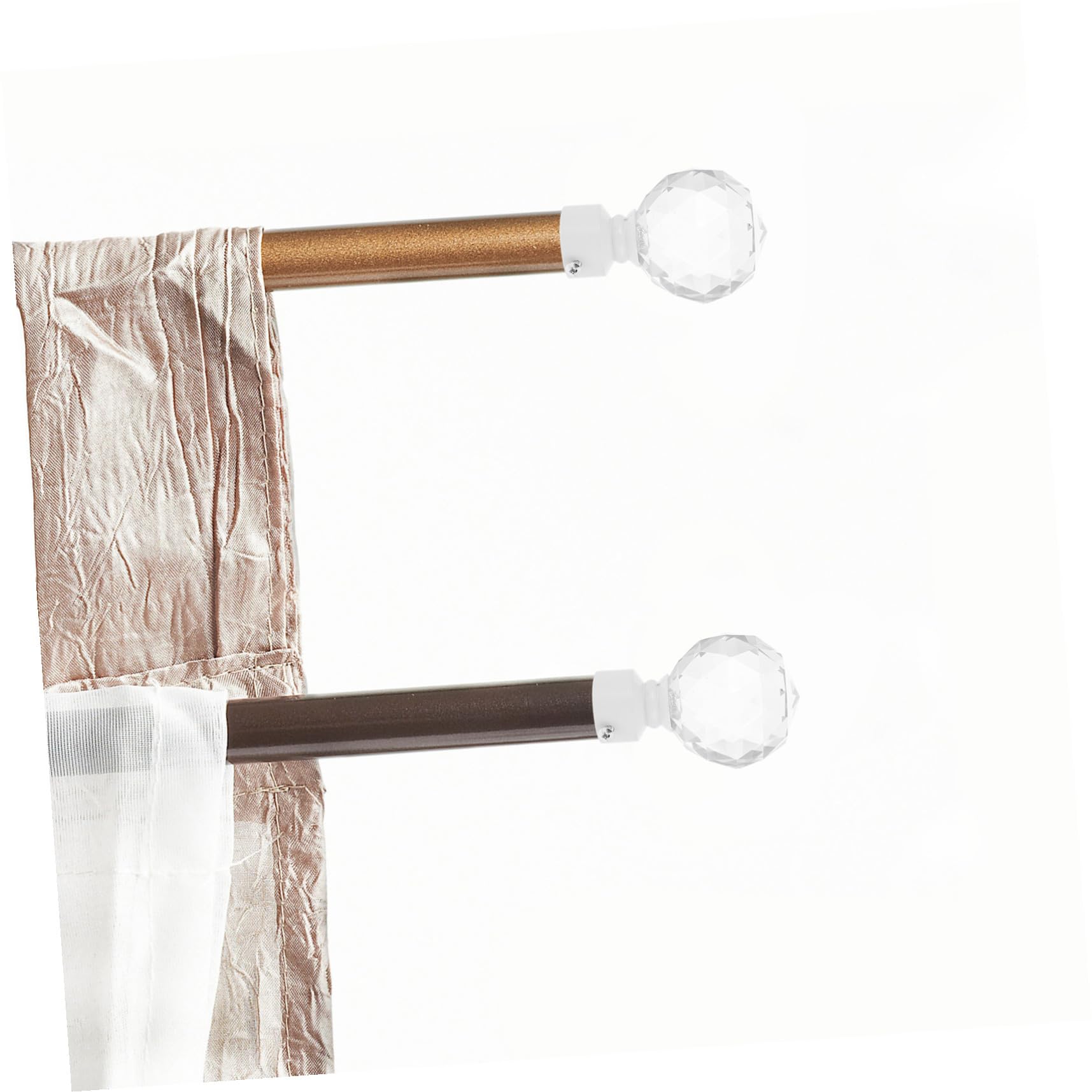 NOLITOY Tête Décorative Décoration Élégante pour Tringle à Rideaux en Fer et Cristal Blanc, Lot de 2 Pièces pour Fenêtres la Maison ou Chambre