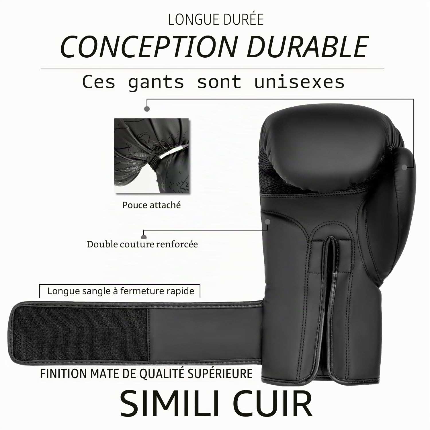 EVO Fitness Gants De Boxe avec Bandages pour Les Mains Hommes Femmes avec Cuir Pro Gel pour Muay Thai Kick Boxing Sparring Gant Boxe Combat Et Entraînement Gant De Boxe Enfant Boxing Gloves
