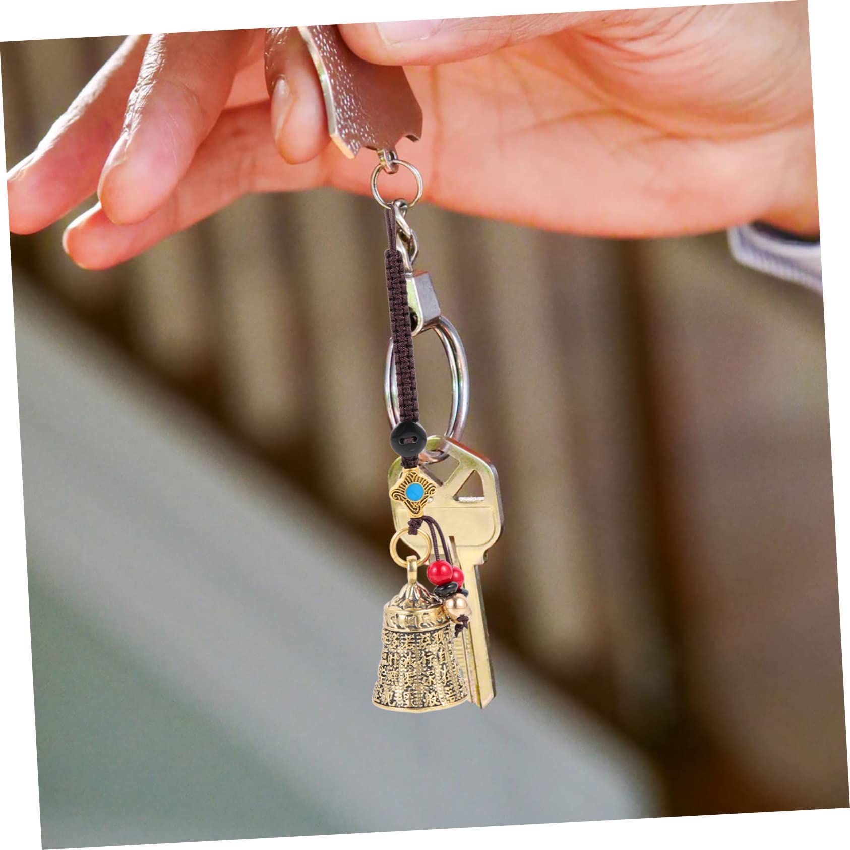 FUNOMOCYA The Bell Copper Bell Keychain Riding Bell Key Ring Feng Shui Bell Biker Bell Christian Lucky Wind Chimes Feng Shui Motorcycle Biker Bell Car Interior Pendant Necklace Brass Unique