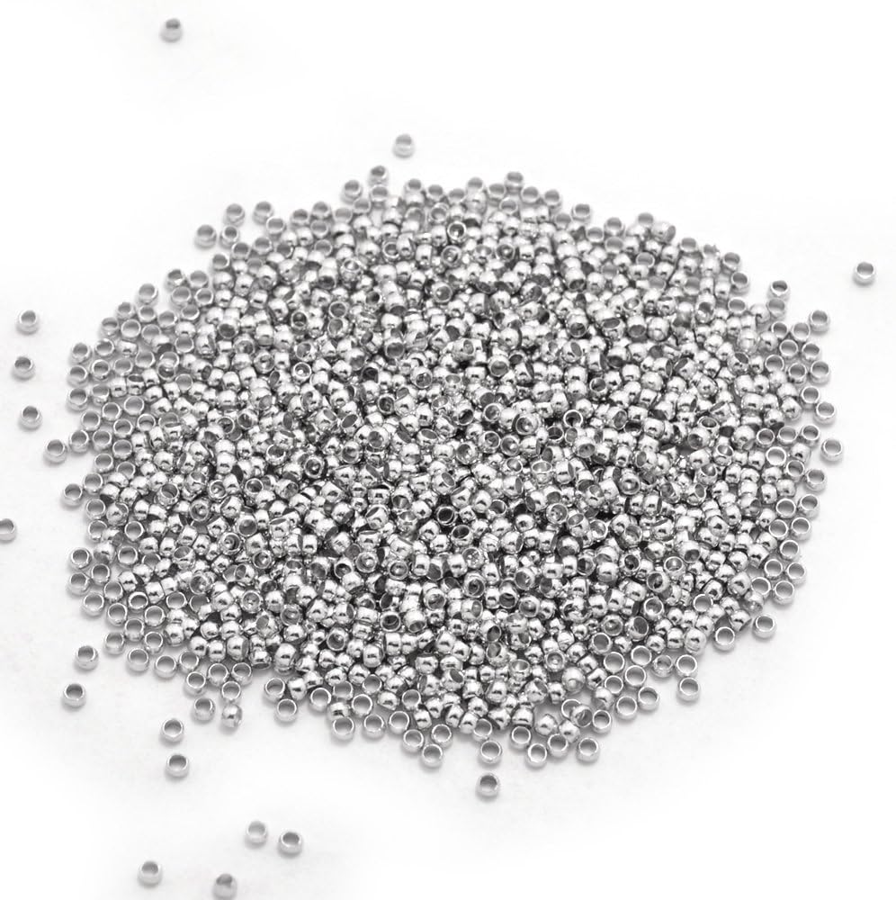 Honbay 2000pcs 2mm Round Crimp Beads Spacer Stoppers Beads for DIY Jewelry Making (Silver)
