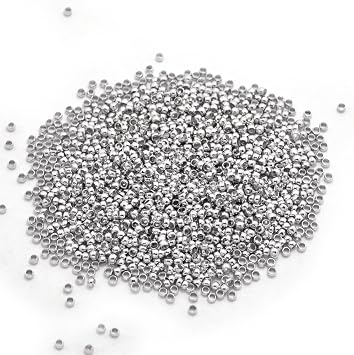 Honbay 2000pcs 2mm Round Crimp Beads Spacer Stoppers Beads for DIY Jewelry Making Silver