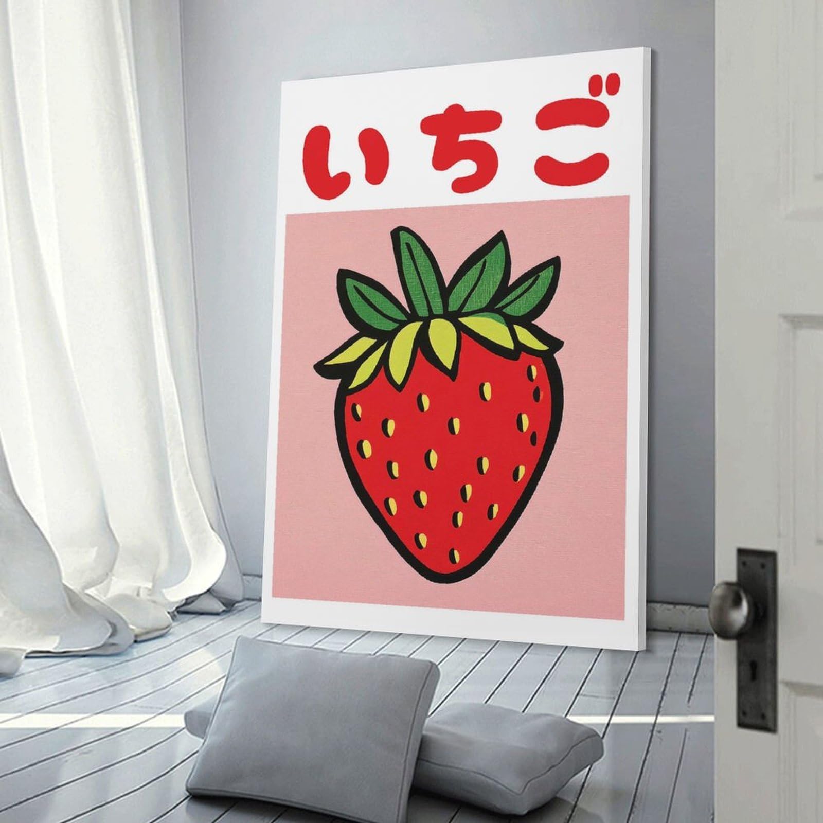 Junmoney Frame-Style-24 Strawberry Japanese Fruit Poster Wall Art Print, 24X36inch(60X90cm), For Living Room, Bedroom, Office Or Hallway, A Flexible Wall Accent For Shared Spaces