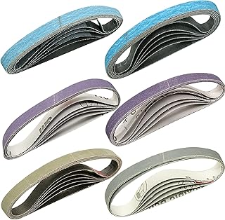36 Pcs 1/2" x 12" Knife Sharpener Replacement Work Sharp Belts Kit, Work Sharp Sharpeners Sanding Belts Set for Work Sharp Knife Sharpener & Tool Sharpener, 6 Each of 80/120/240/400/1000/2500 Grits