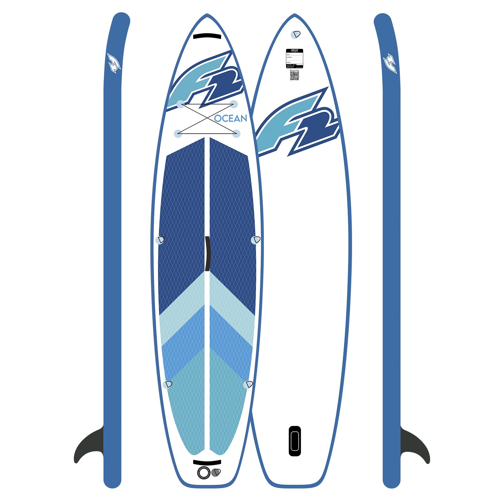 F2 Stand up Paddle Board Ocean LTD SUP Board Only Größe wählbar Blau, neues Modell 2025, stabiles Stand Up Paddling Board, aufblasbar, 3 Finnen System