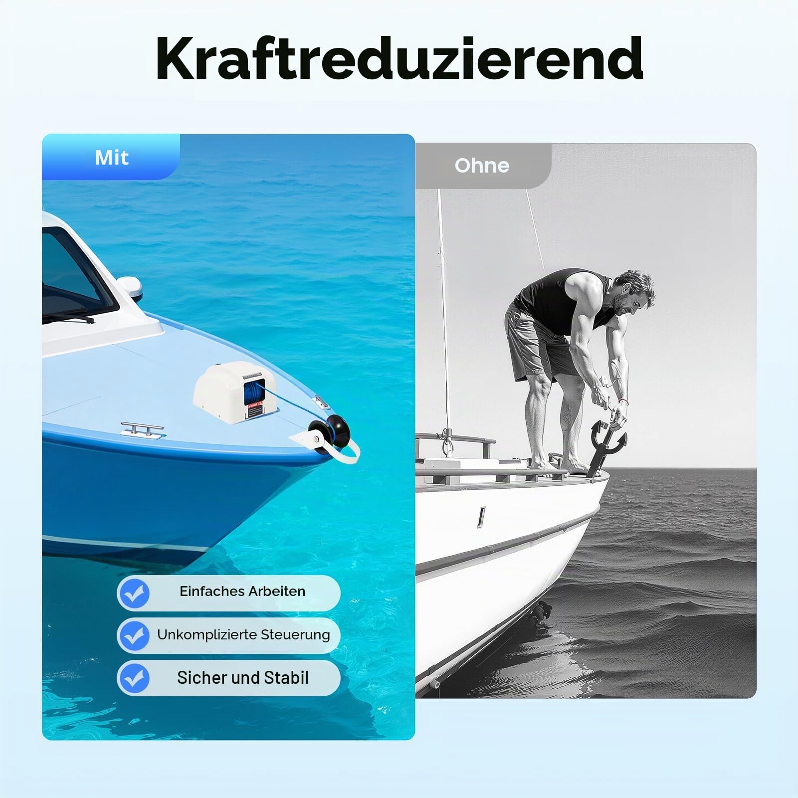 Elektrische Ankerwinde Seilwinde für Boote mit drahtloser Fernbedienung Marine Salzwasser 25LBS Elektrische Ankerwinde 30M 12V weiß Salzwasser für Anker bis 20KG