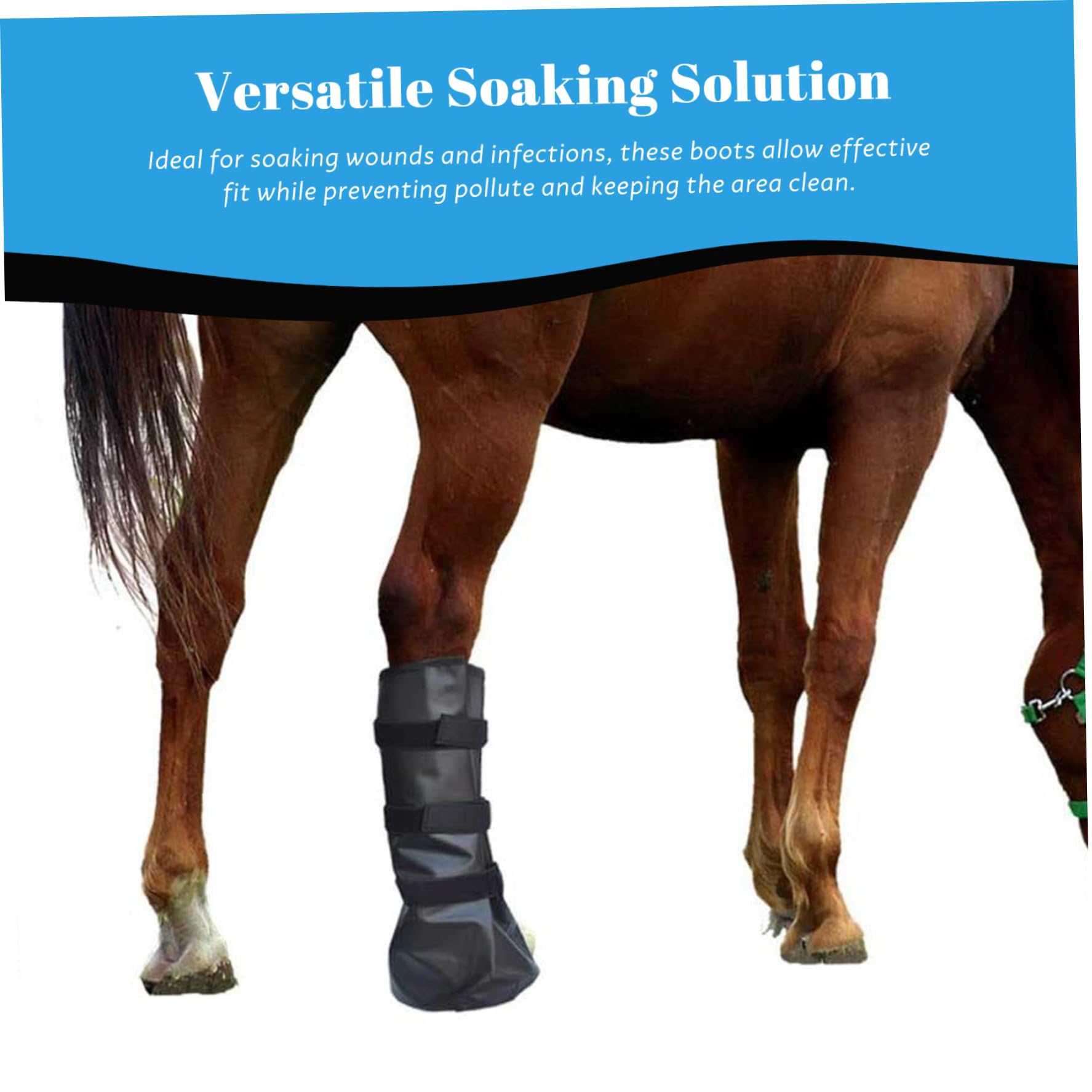 Bottes de Cheval réutilisables en PVC, 2 pièces, avec Sangle réglable, Bottes de Glace pour tremper Les infections des plaies, 20x8 Pouces, Noires