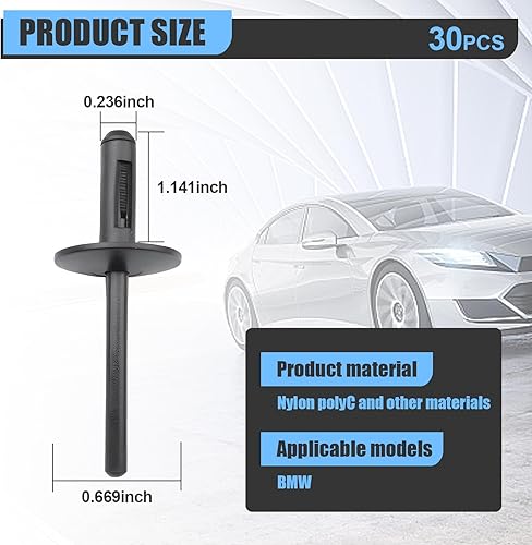Miniatura 2 de UGSHY 30 remaches para cubierta de parachoques para guardabarros de automóvil, cubierta decorativa de arco de rueda, remaches de fijación de