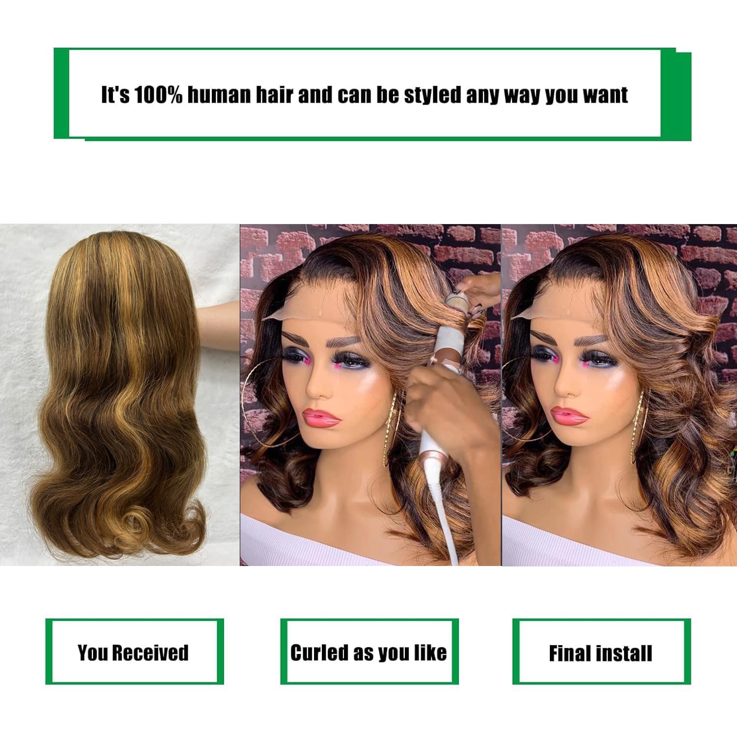 Douyin Honey Blonde Bob Wig Human Hair 14 Inch 13x4 Body Wave 4/27 Highlight Ombre HD Lace Front Wigs Human Hair Pre Plucked Glueless Lace Frontal Bob Wigs for Women