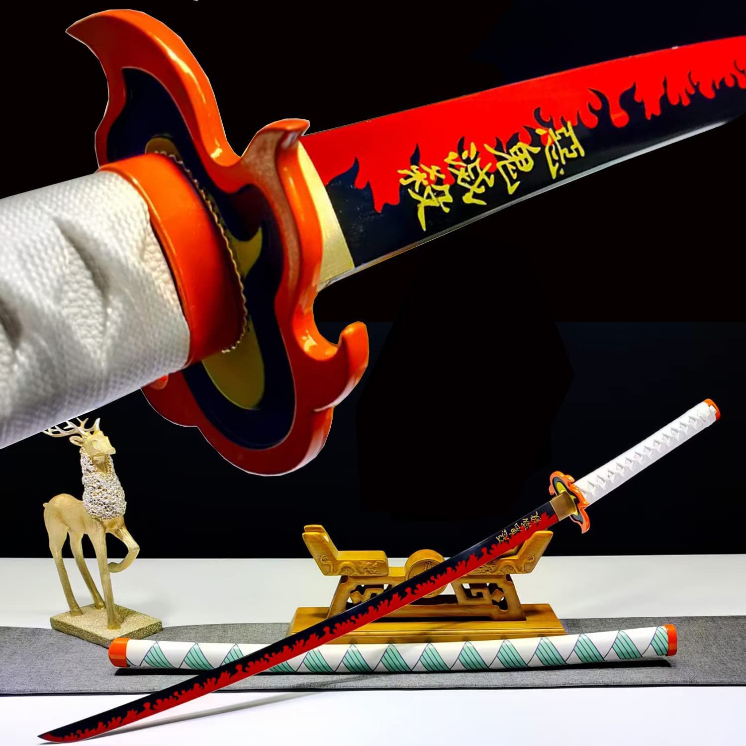 HERO SWORDHandmade 1095 High Carbon Steel Demon Slayer Katana Sword Agatsuma Zenitsu Cosplay Knife Sharp Japanese Anime Sword Real Weapon