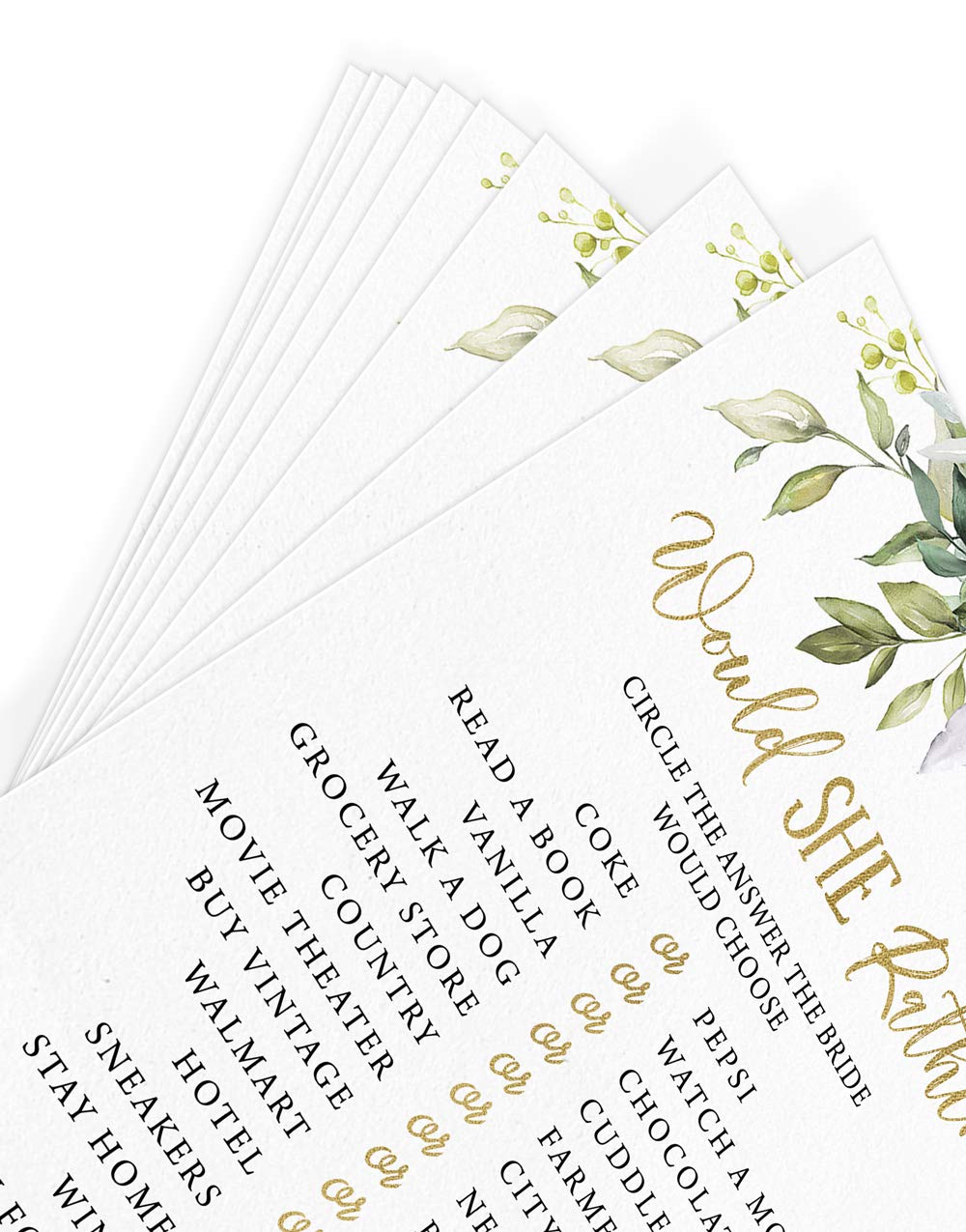 Printed Party Gra na wieczór panieński, wolałaby, zieleń, 50 kart