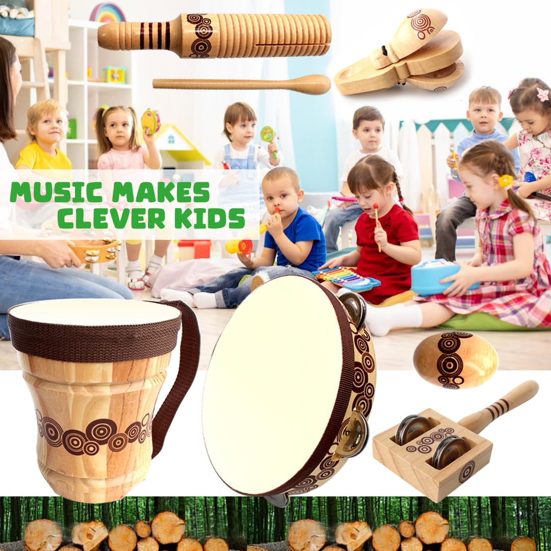 Tuoveek Montessori Percussion Kids Music Set,Wooden Musical