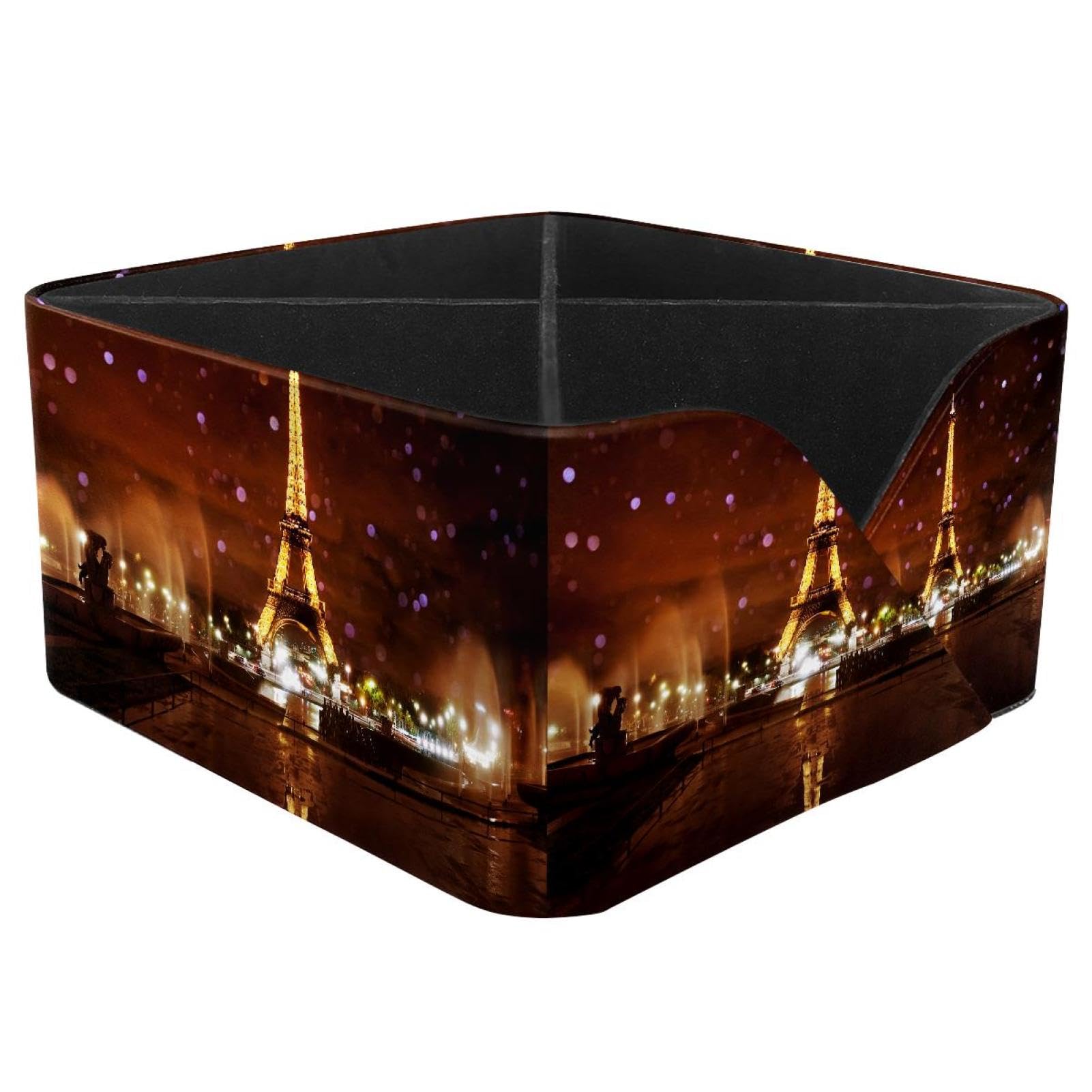 KengjuTesu Paris Eiffel Tower Desktop Organizer Pen Holder, Rectangular Pencil Cup for Office, Study and Makeup Stations
