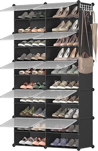 Miniatura 10 de SONGMICS Organizador de Estantes para Zapatos, Gabinete de Almacenamiento de Zapatos de 12 Niveles para Clóset y Entrada, Capacidad para 48 Pares de
