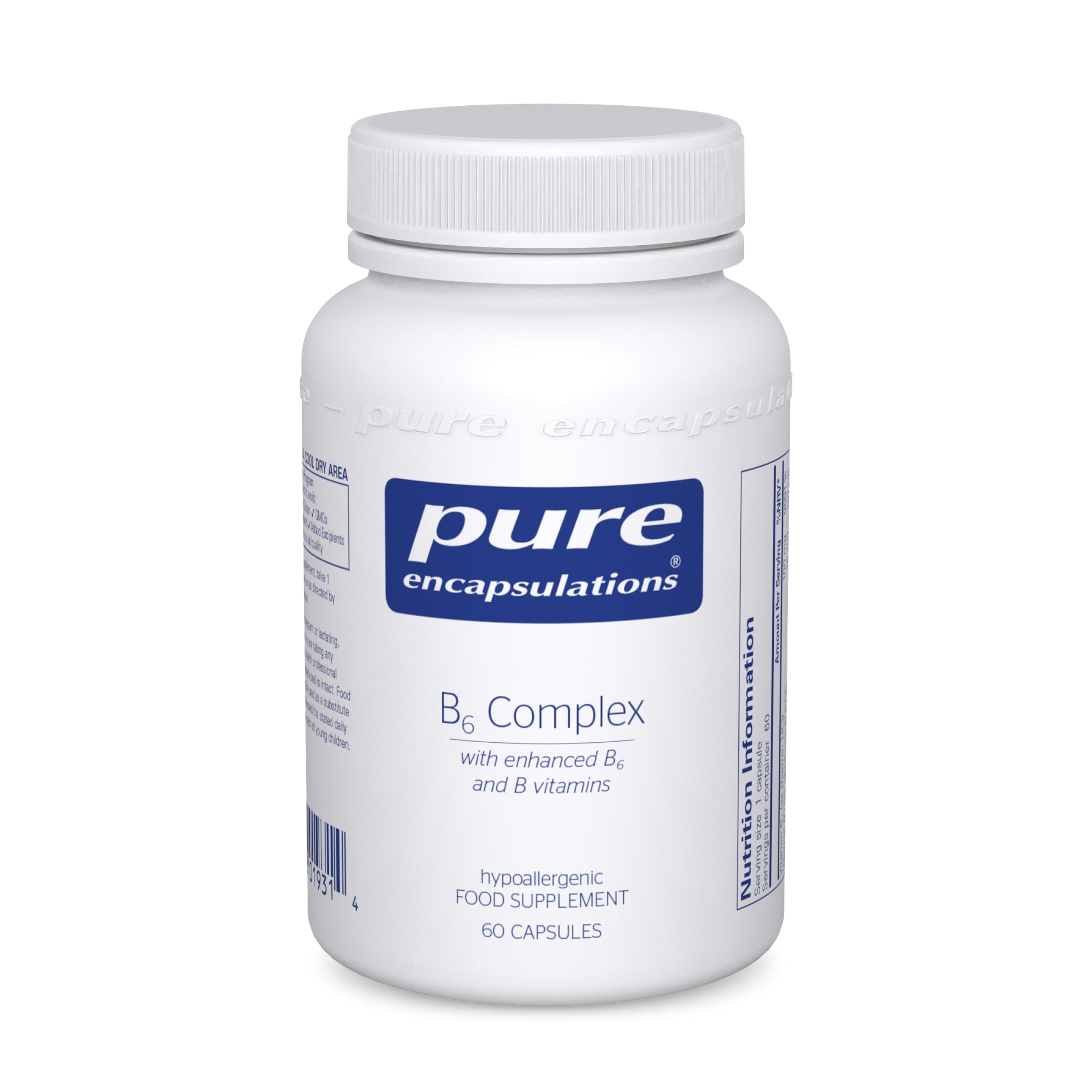 Pure Encapsulations Vitamin B6 Complex - Hypoallergenic B Vitamin Formula with Enhanced B6 and B12-60 Capsules