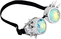 Vista 45 de Gafas de caleidoscopio retro con pinchos, gafas de cristal arcoíris steampunk estilo soldadura, gafas de cosplay punk