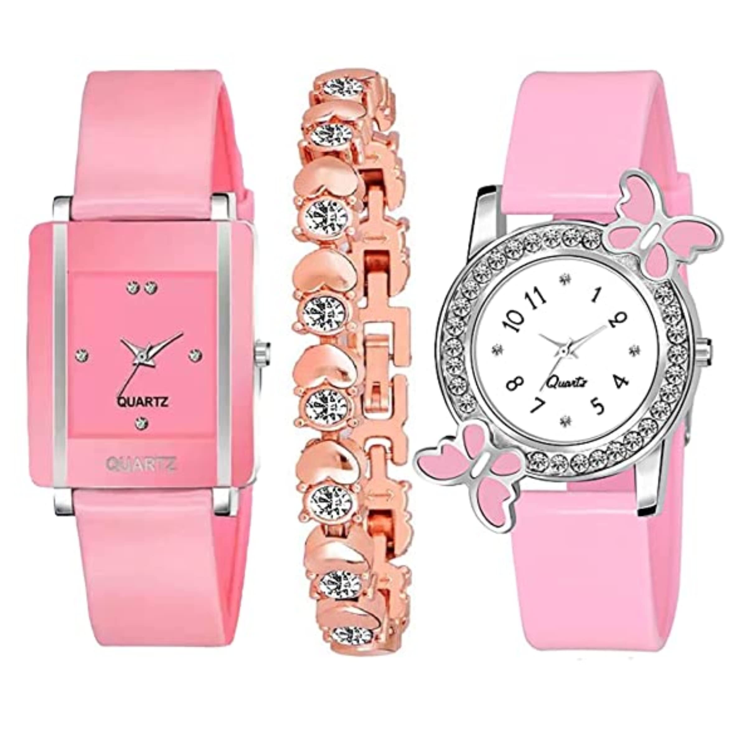 SBA PRIME Analogue Square, Butterfly Dial Multicolor Strap Womens Watch with Cosmic Bracelet Combo for Womens and Girls (Pack of 3) (B0BNQXGY12) Amazon Price History, Amazon Price Tracker