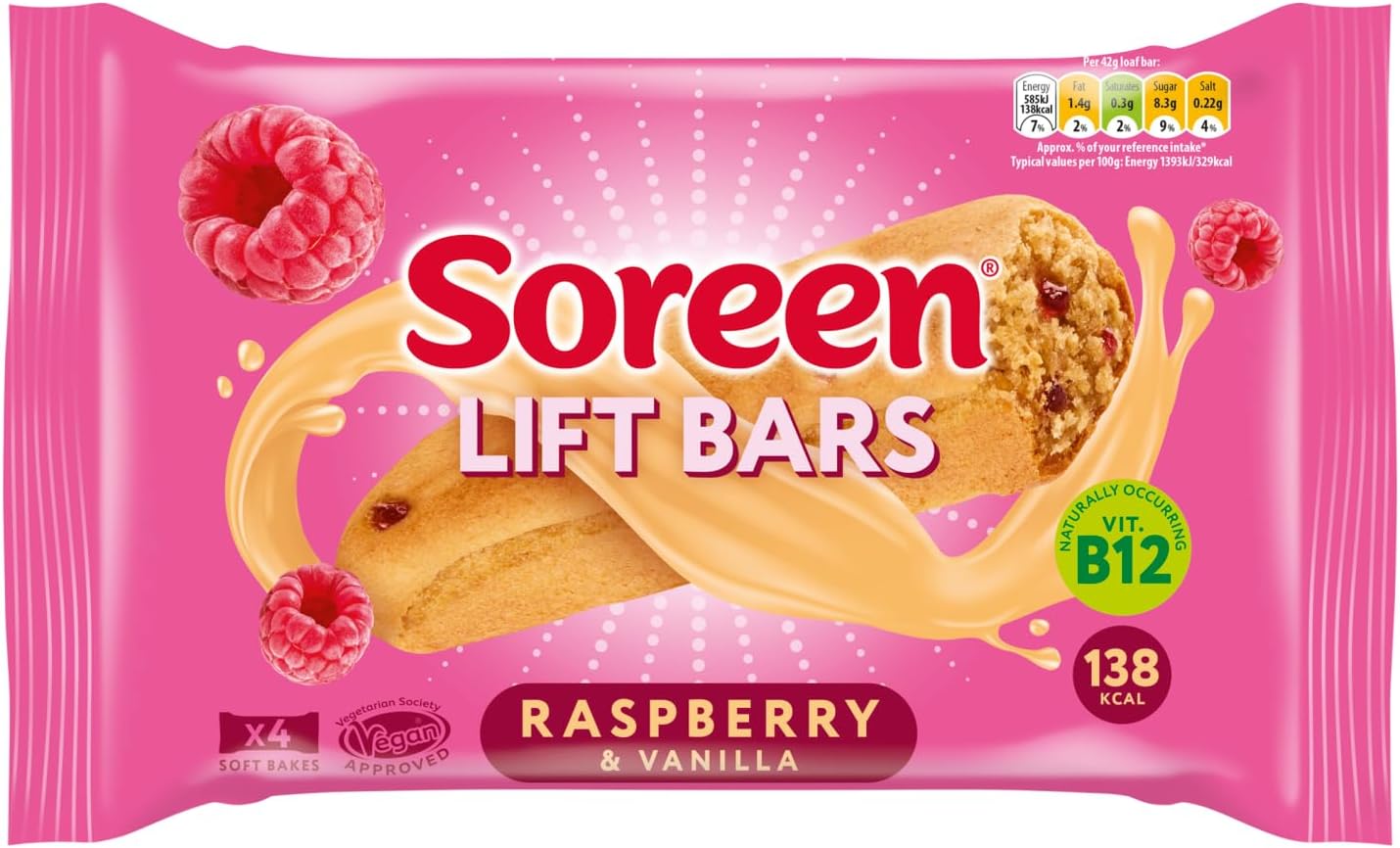 Soreen Lift Bars Raspberry & Vanilla 4 x 42g
