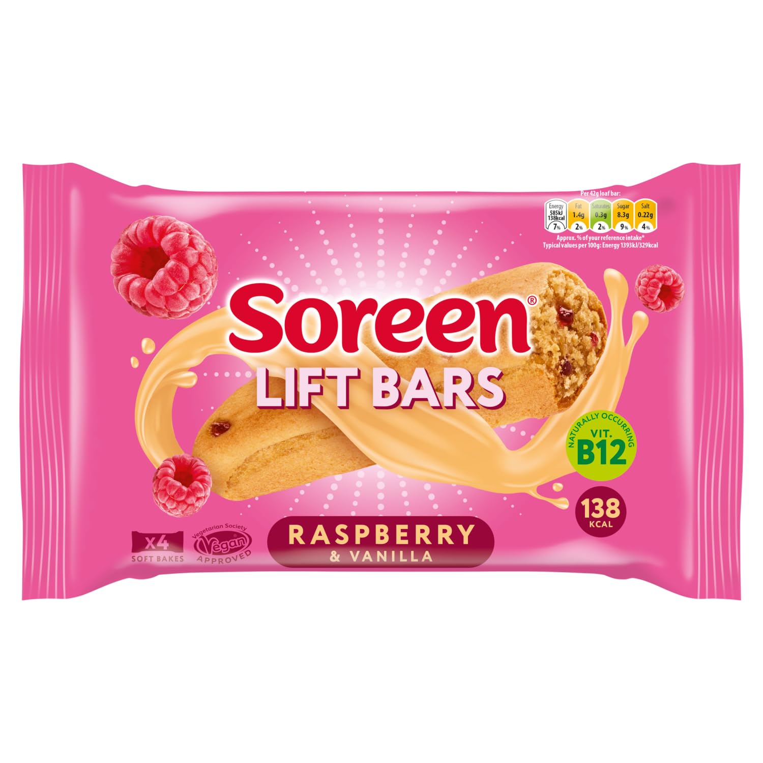 Lift Bars Raspberry & Vanilla 4 x 42g