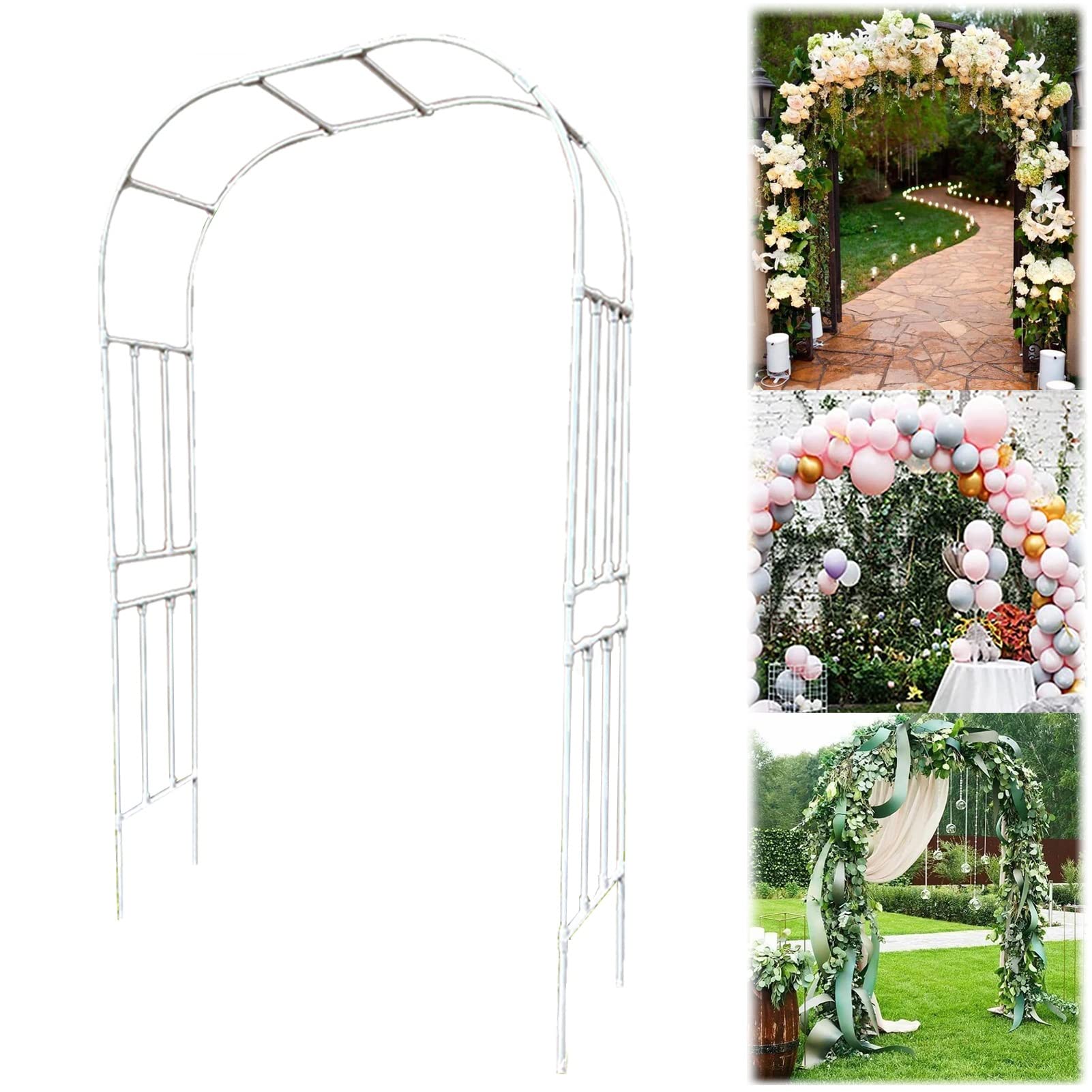 Stabiler Metall-Gartenbogen, 240 cm, wetterfest, Rosenspalier, Kletterpflanzenstütze für Terrasse, Hinterhof, Eingang, rostfreie Pergola, ideal für Gartenliebhaber