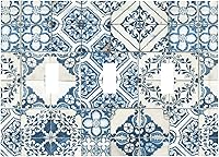 Vista 60 de Azulejo mediterráneo azul de 1 banda cubierta de toma de corriente Talavera mosaico mexicano marroquí mosaico dispositivo de palanca individual