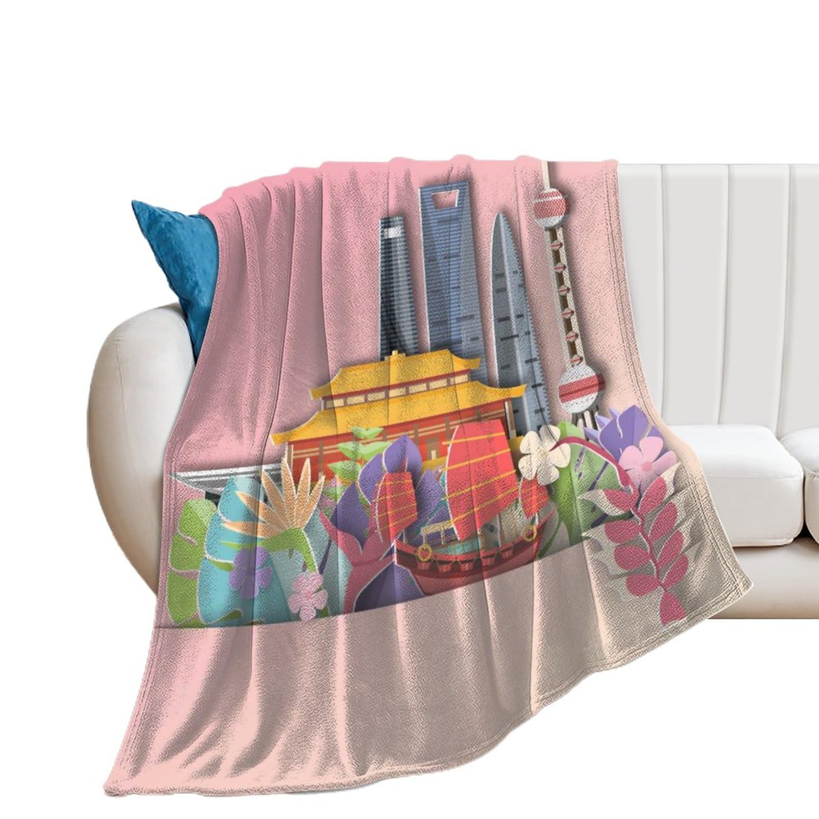 Couverture polaire ville anti-froid en flanelle douce 150x200cm pour lit et canapé