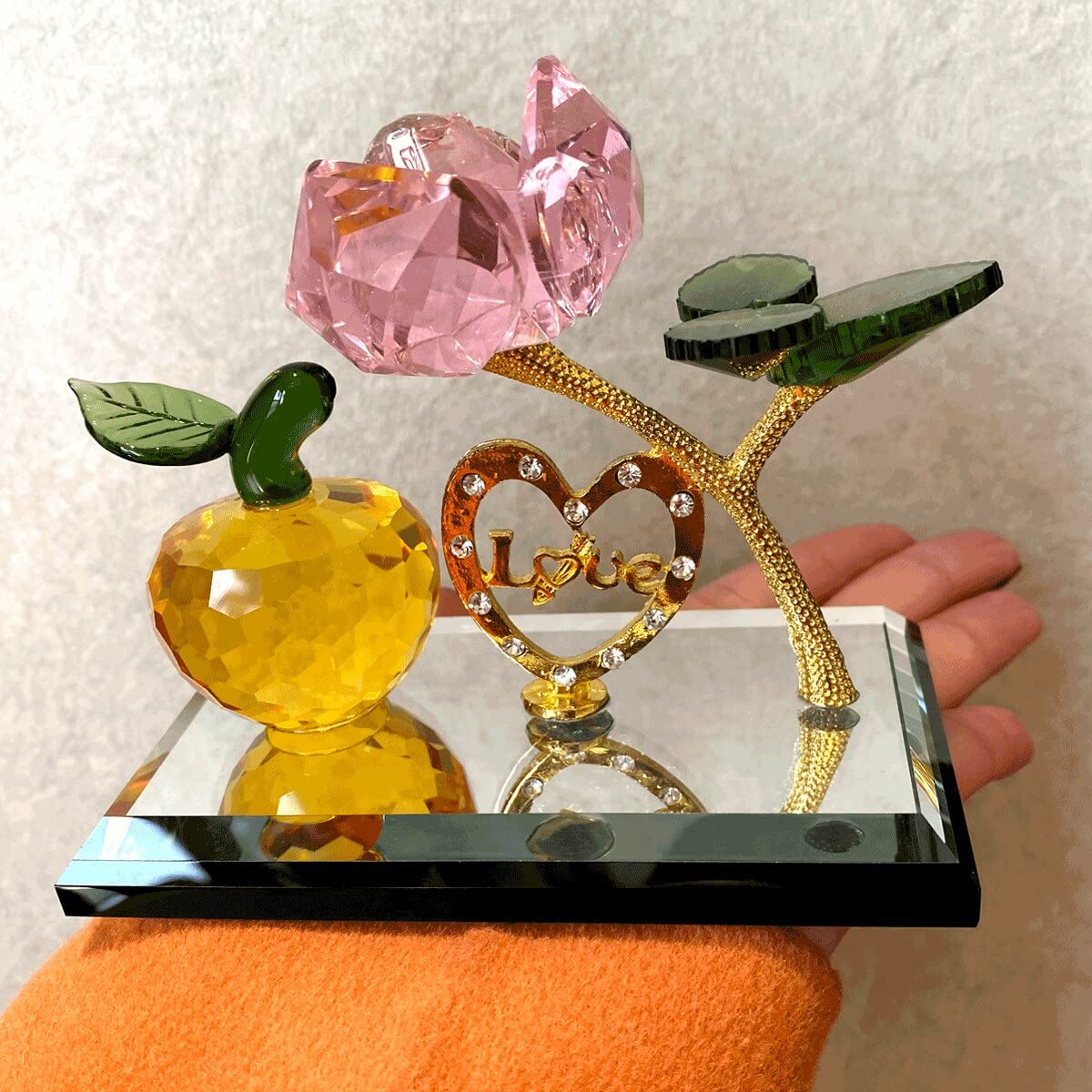 Regalo di San Valentino Figurine di Fiori di Rosa di Cristallo Sogni Ornamento Fermacarte di Vetro Lucky Unfading Bouquet Scultura Decorazioni for la casa