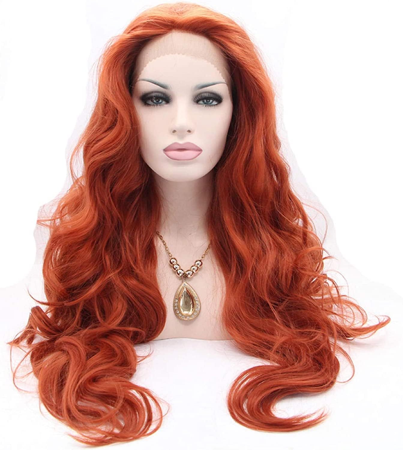 24” Copper Body Wavy  Lace Front Wig *NEW* Bestung 24 Inch Copper Red Synthetic Lace Front Wavy Wig  main image 2