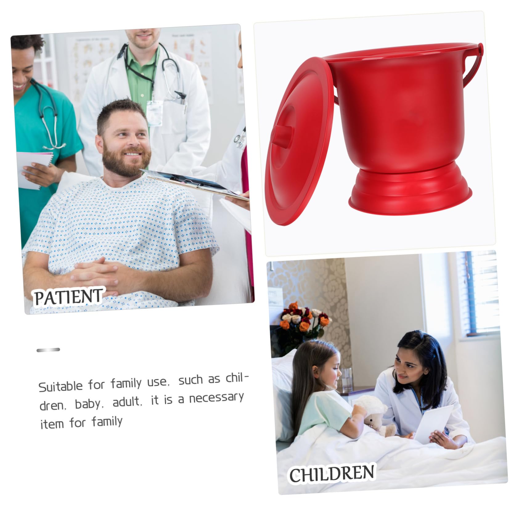 Mikinona Balde Portátil para Adultos con Tapa Orinal de Casa para Escupidera con Diseño Antideslizante y Limpieza para Situaciones Incómodas