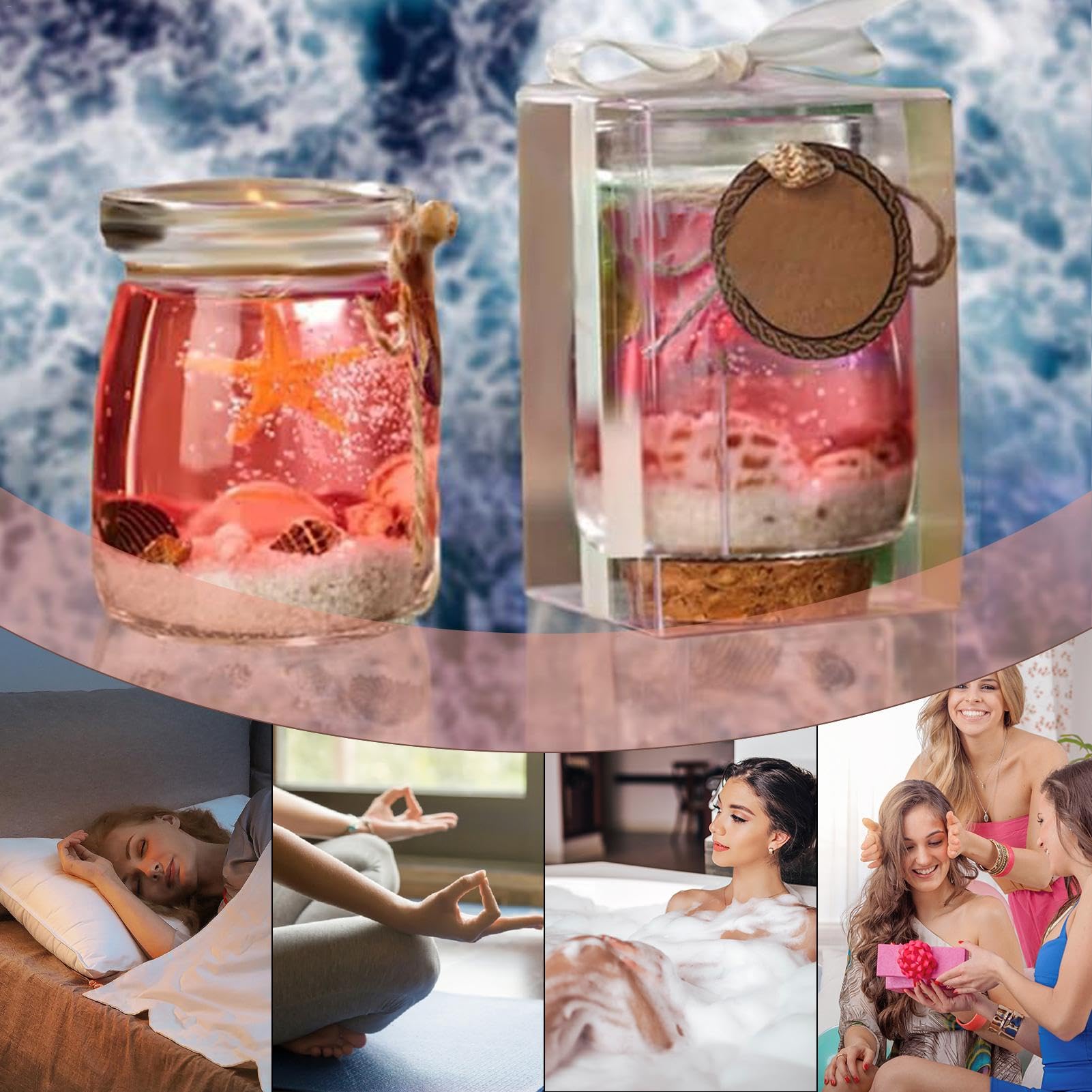 Candele Profumate Al Gel Tema Mare - Portatili In Barattolo Per Relax, Spa E Yoga