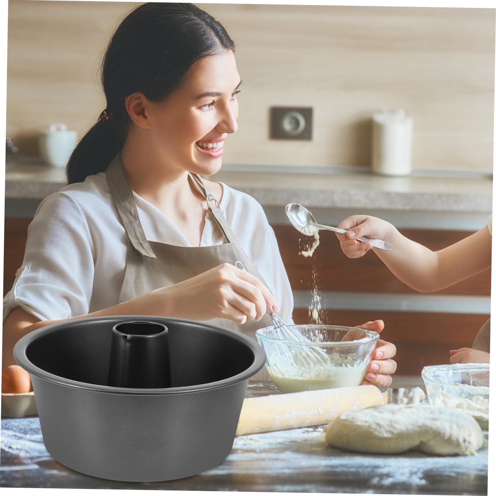 Acier Carbone Moule Noir Rond Antiadhésif Creux à Gâteau