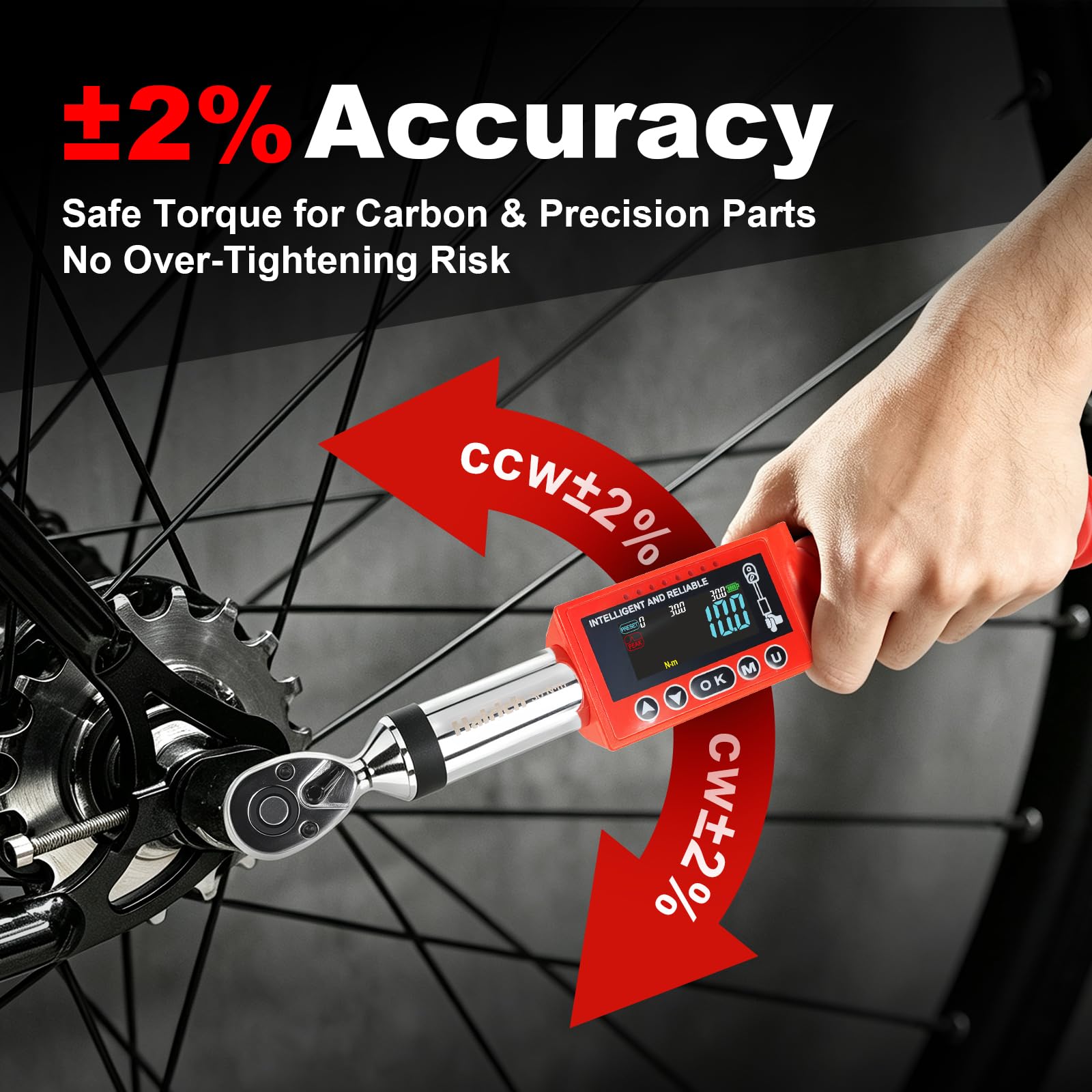 Hairich Llave dinamométrica digital de 1/4 pulgadas, 1,5 – 30 Nm, ± 2% de precisión, con pantalla a color, pitido y advertencia LED, herramienta de torsión precisa para motocicleta, bicicleta y