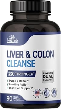 Liver & Colon Cleanse - 2X Stronger - Liver Cleanse Detox & Repair - Colon Cleanser & Detox - Premium Milk Thistle Supplement - Men & Women - Vegan 90 Capsules