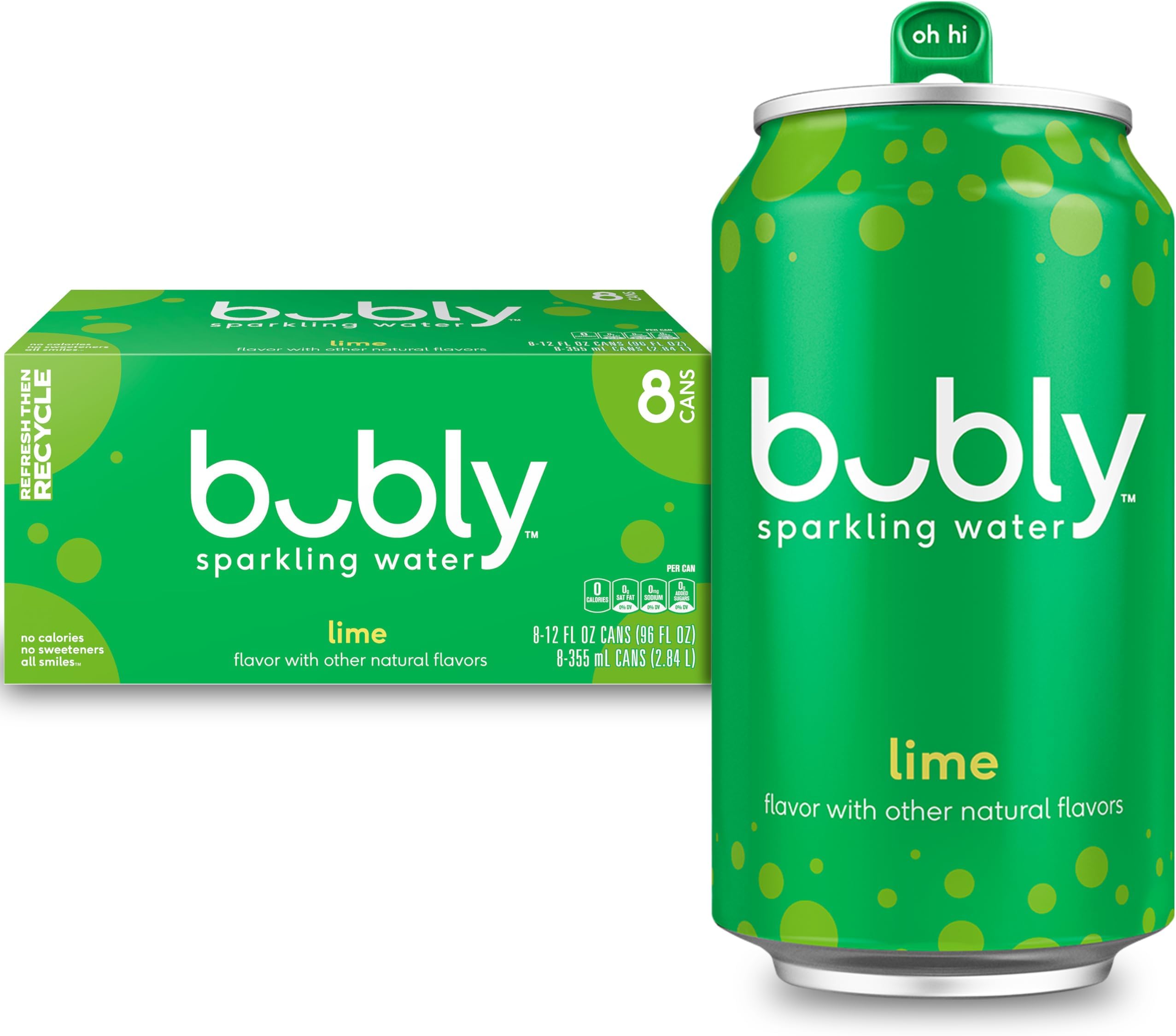 bubly 8 x 12 oz (340 ml) Lime Soda Water Cans