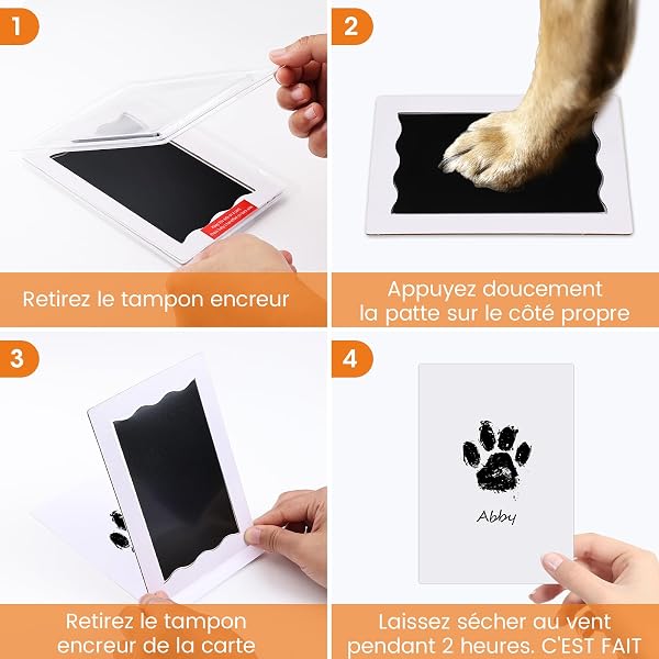 Empreinte Chien Nabance 4pcs Kit Empreinte Chien Clean Touch Empreintes Bébé Kit Empreinte Bebe Kit Empreinte Pieds et Mains Bébé Avec Boîte Cadeau Cadeau de Baptême Cadeau pour Bébé - 3