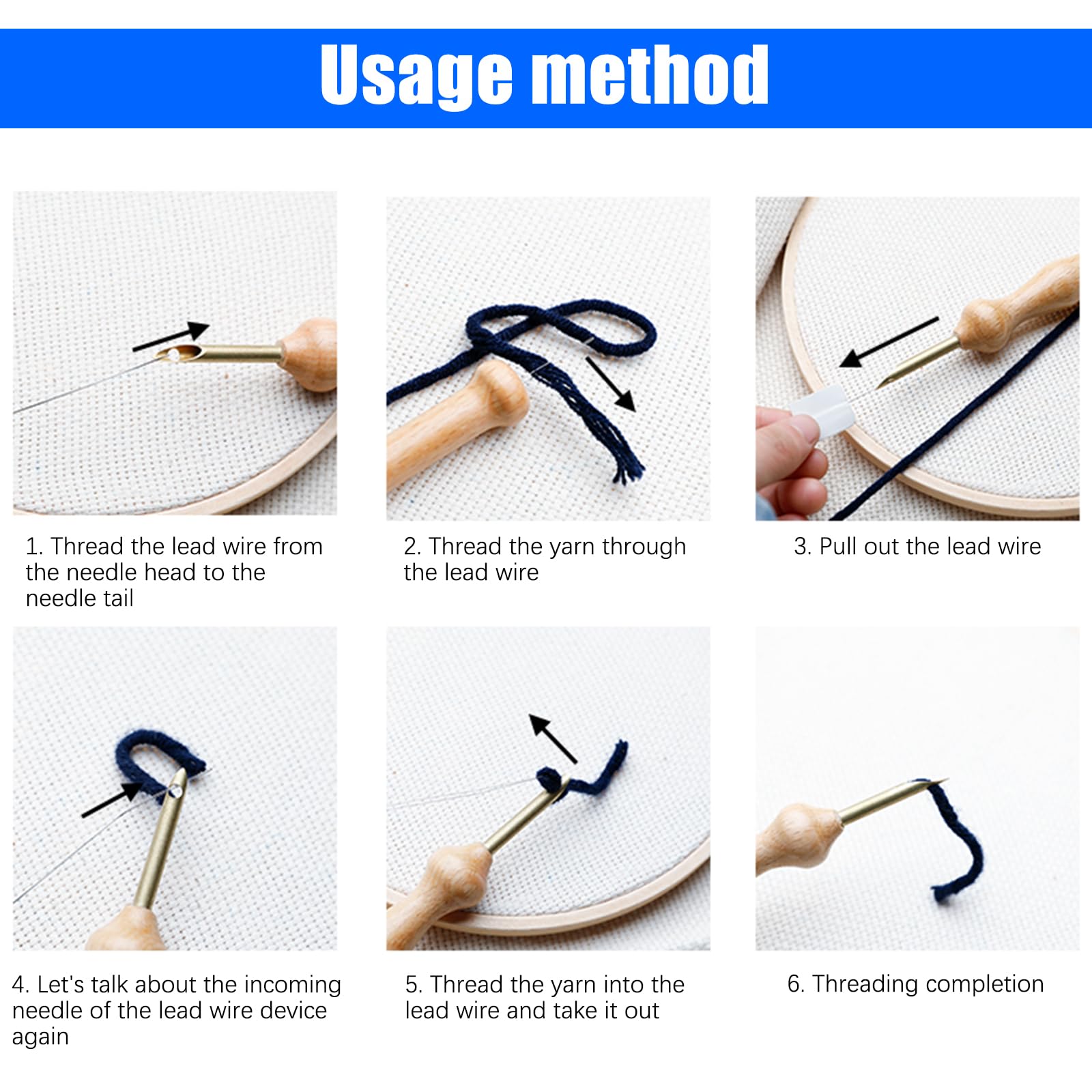 12 Pezzi Punch Needle Kit, Ago Magico per Ricamo, Cucitura con Ricamo in Acciaio Punzone Art Needles con Manico Kit Set, Kit Ricamo, Kit Ricamo Principianti